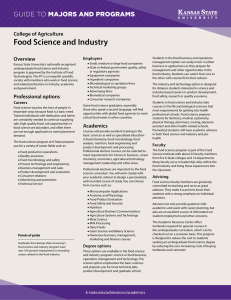 Food Science and Industry MAJORS AND PROGRAMS GUIDE TO College of Agriculture