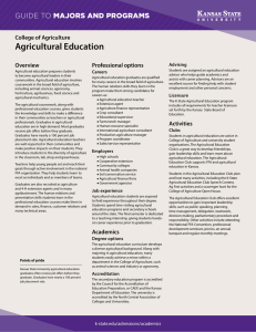 Agricultural Education MAJORS AND PROGRAMS GUIDE TO College of Agriculture