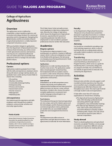 Agribusiness MAJORS AND PROGRAMS GUIDE TO College of Agriculture