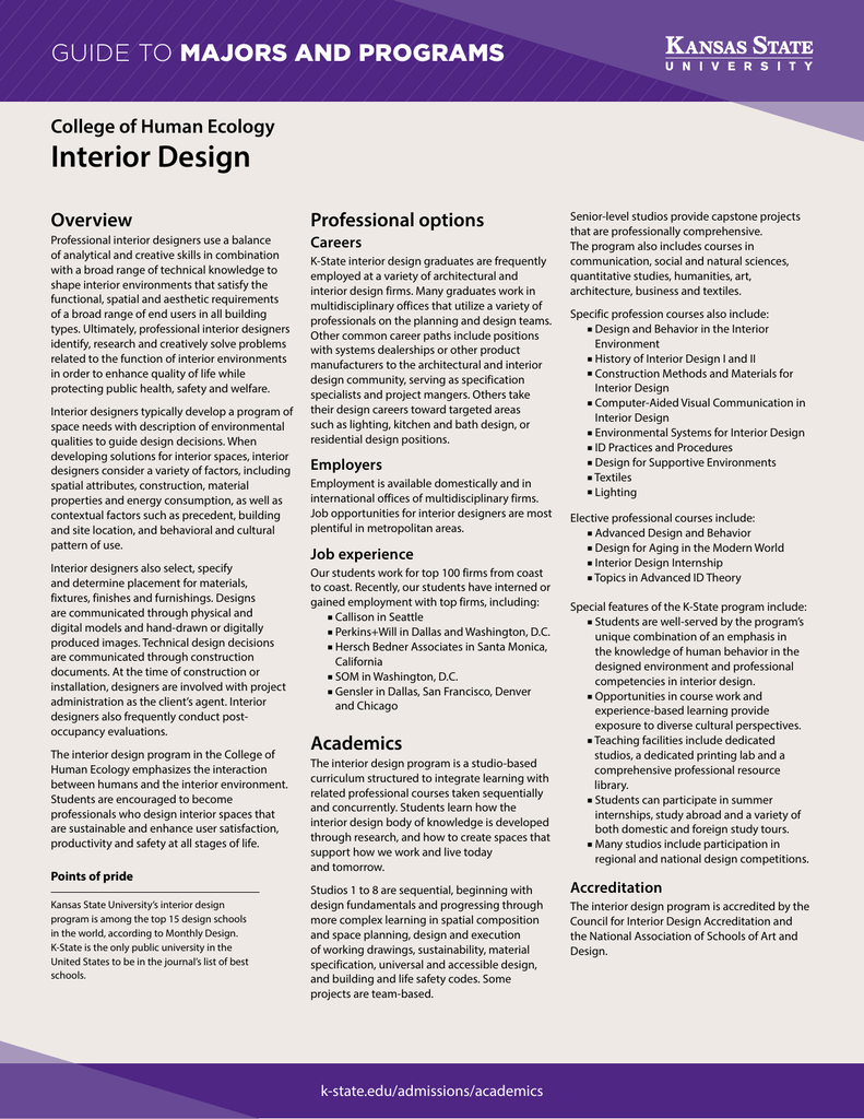 Interior Design Majors And Programs Guide To College Of