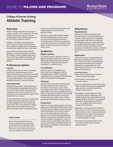 Athletic Training MAJORS AND PROGRAMS GUIDE TO College of Human Ecology