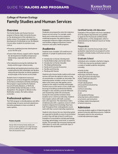 Family Studies and Human Services MAJORS AND PROGRAMS GUIDE TO