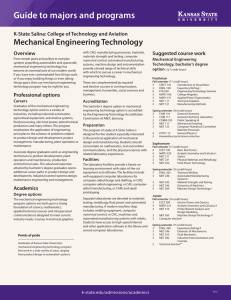 Guide to majors and programs Mechanical Engineering Technology Overview