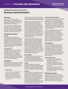 Business Administration MAJORS AND PROGRAMS GUIDE TO College of Business Administration