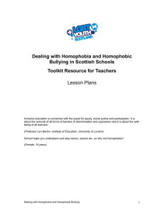 Dealing with Homophobia and Homophobic Bullying in Scottish Schools