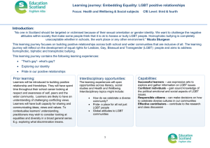 Learning journey: Embedding Equality: LGBT positive relationships Introduction:
