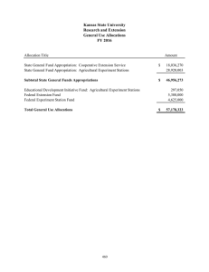 Kansas State University Research and Extension General Use Allocations FY 2016