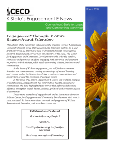 K-State’s Engagement E-News Engagement Through  K-State Research and Extension