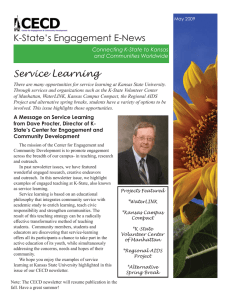 K-State’s Engagement E-News Service Learning Connecting K-State to Kansas and Communities Worldwide