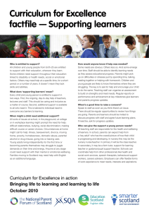 Curriculum for Excellence factfile ––  Supporting learners