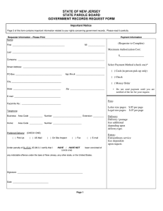 STATE OF NEW JERSEY STATE PAROLE BOARD GOVERNMENT RECORDS REQUEST FORM