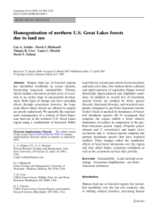 Homogenization of northern U.S. Great Lakes forests due to land use