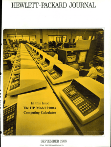 HEWLETT-PACKARD JOURNAL SEPTEMBER 1968 The HP Model 9100A Computing Calculator