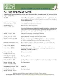 Fall 2016 IMPORTANT DATES