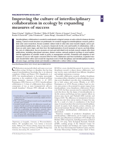 Improving the culture of interdisciplinary collaboration in ecology by expanding MACROSYSTEMS ECOLOGY