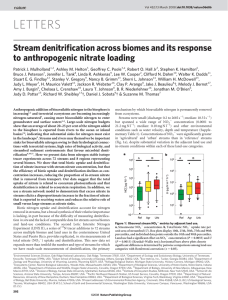 LETTERS Stream denitrification across biomes and its response to anthropogenic nitrate loading