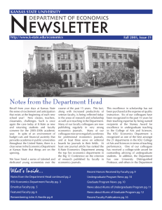 N EWSLETTER Notes from the Department Head