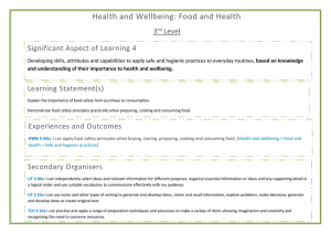 Health and Wellbeing: Food and Health Significant Aspect of Learning 4 3