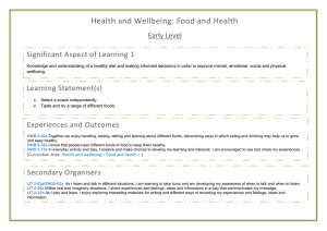 Health and Wellbeing: Food and Health B0-32a Significant Aspect of Learning 1
