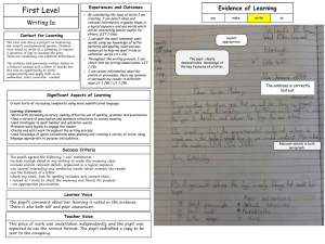 First Level Writing 1a Evidence of Learning Experiences and Outcomes