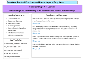 Fractions, Decimal Fractions and Percentages – Early Level