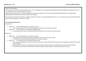 Liturgical Year – Lent  Early Level RERC Exemplar