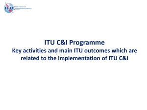 ITU C&amp;I Programme Key activities and main ITU outcomes which are