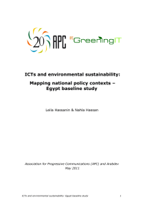 ICTs and environmental sustainability: Mapping national policy contexts – Egypt baseline study