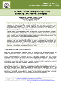   Enabling Innovative Strategies STRATEGY BRIEF 1 Climate Change, Innovation &amp; ICTs Project