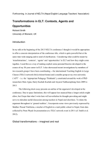 Transformations in ELT: Contexts, Agents and Opportunities  Introduction