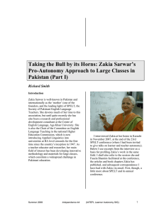 Taking the Bull by its Horns: Zakia Sarwar’s Pakistan (Part I)