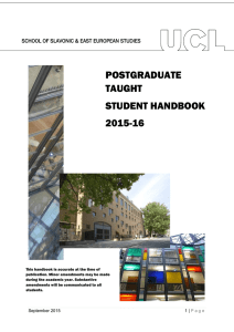 POSTGRADUATE TAUGHT STUDENT HANDBOOK 2015-16