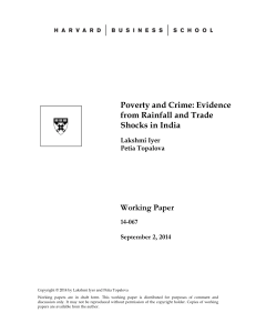 Poverty and Crime: Evidence from Rainfall and Trade Shocks in India Working Paper