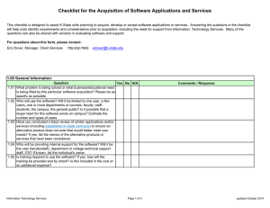 Checklist for the Acquisition of Software Applications and Services