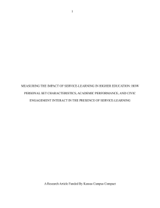 1  MEASURING THE IMPACT OF SERVICE-LEARNING IN HIGHER EDUCATION: HOW