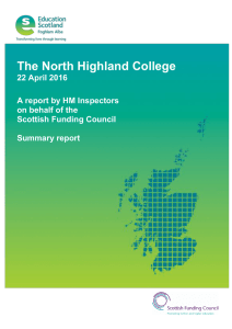The North Highland College  22 April 2016 A report by HM Inspectors