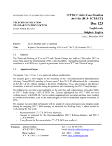 Doc 123 ICT&amp;CC Joint Coordination Activity (JCA- ICT&amp;CC) English only