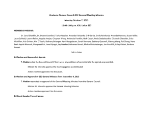Graduate Student Council GSC General Meeting Minutes Monday October 7, 2013