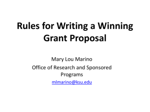 Rules for Writing a Winning Grant Proposal Mary Lou Marino