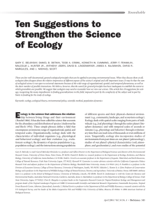 Ten Suggestions to Strengthen the Science of Ecology Roundtable