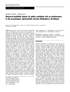 Resource-mediated impact of spider predation risk on performance in the grasshopper