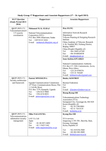 Study Group 17 Rapporteurs and Associate Rapporteurs (17 – 26...