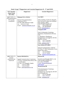 Study Group 17 Rapporteurs and Associate Rapporteurs (8 – 17...