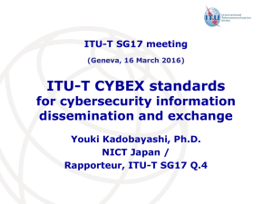 ITU-T CYBEX standards for cybersecurity information dissemination and exchange ITU-T SG17 meeting