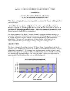 KANSAS STATE UNIVERSITY HONOR &amp; INTEGRITY SYSTEM  Annual Review