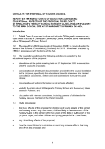 CONSULTATION PROPOSAL BY FALKIRK COUNCIL  REPORT BY HM INSPECTORATE OF EDUCATION ADDRESSING