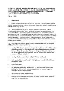 REPORT BY HMIE ON THE EDUCATIONAL ASPECTS OF THE PROPOSAL... NORTH LANARKSHIRE COUNCIL TO CLOSE BELVIDERE PRIMARY SCHOOL