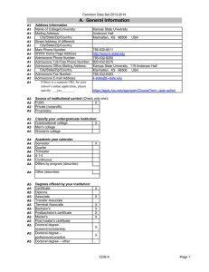 Common Data Set 2013-2014 Name of College/University: Mailing Address: City/State/Zip/Country: