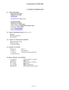 Common Data Set 2001-2002  A. GENERAL INFORMATION