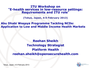 ITU Workshop on E-health services in low-resource settings: Requirements and ITU role